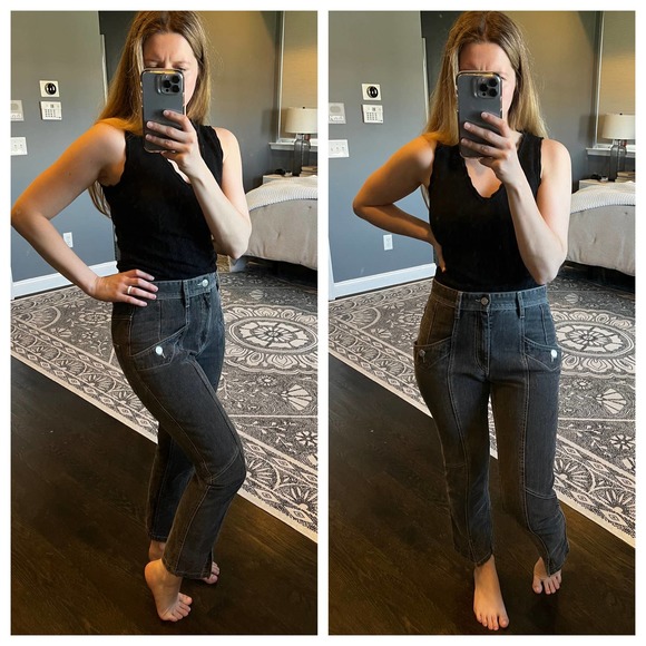 Etoile Isabel Marant Gray Seamed Slit Front Jeans - Picture 3 of 13